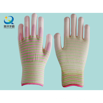 13G Zebra Polyester PU Coated Safety Gloves